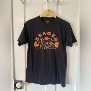 seager western brand Yote tee shirt medium Black Fox Coyote Sunset Sunrise